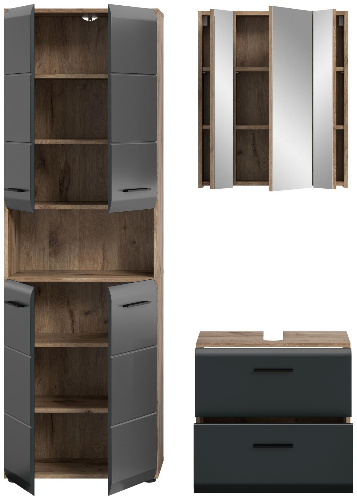 BADEZIMMER ICE - Eiche dunkel/Schwarz, Basics, Holzwerkstoff/Kunststoff (120cm) - MID.YOU