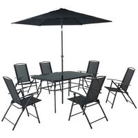 Vrtna Garnitura Laura, 7-Delni Set, S Senčnikom - črna, Moderno, kovina/steklo (140/90/70cm)
