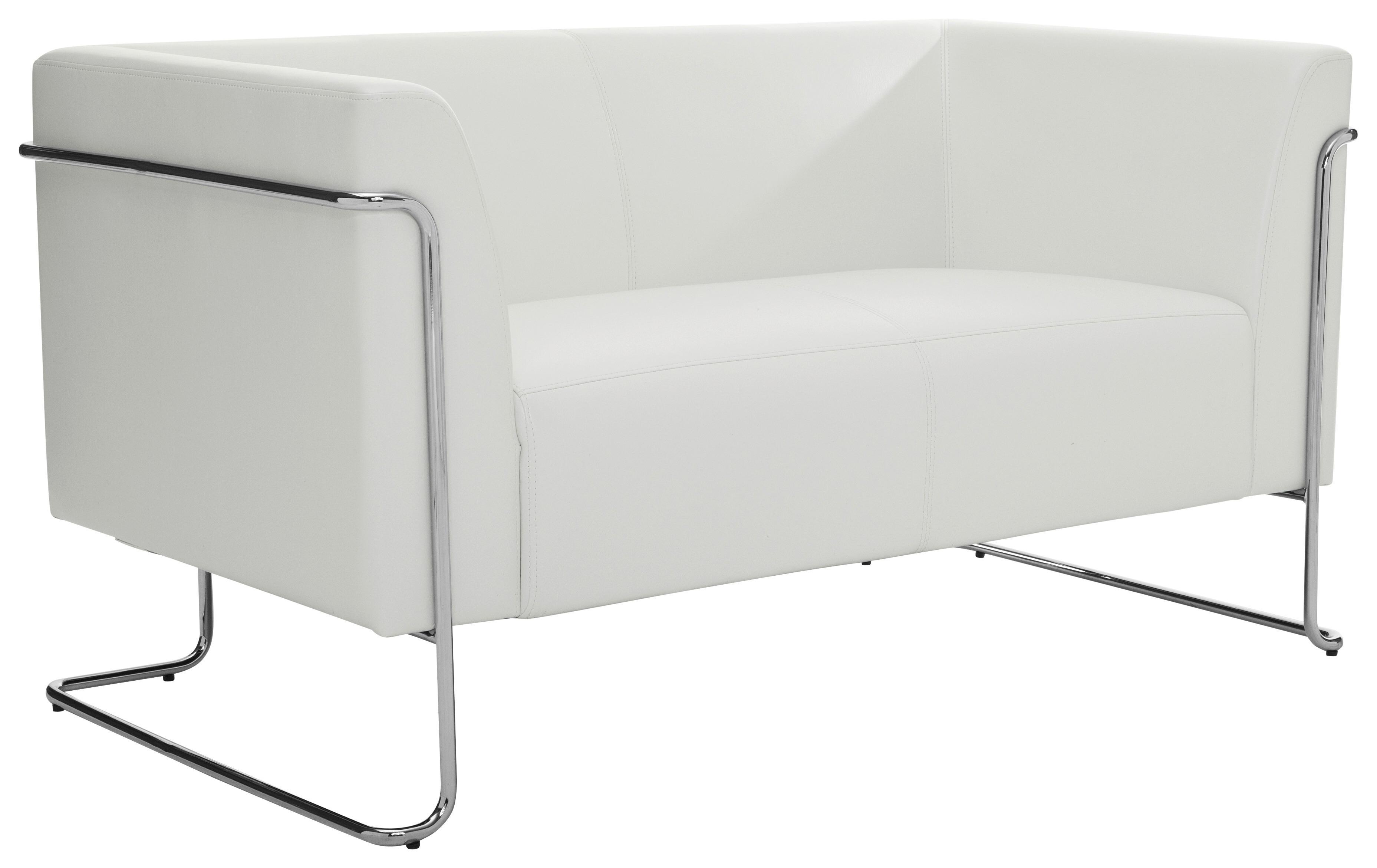 Dvosed Curacao, Bela - srebrne barve/bela, Moderno, kovina/tekstil (130/71/74cm) - MID.YOU