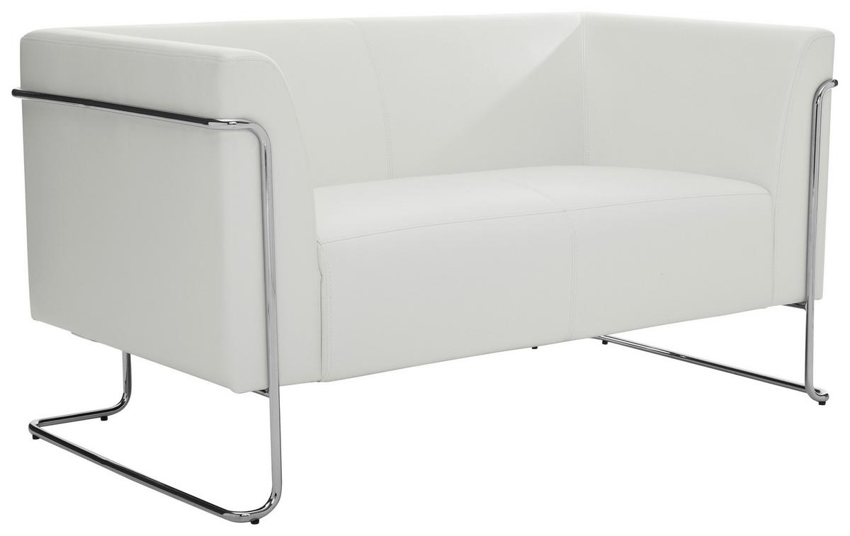 Dvosed Curacao, Bela - srebrne barve/bela, Moderno, kovina/tekstil (130/71/74cm) - MID.YOU