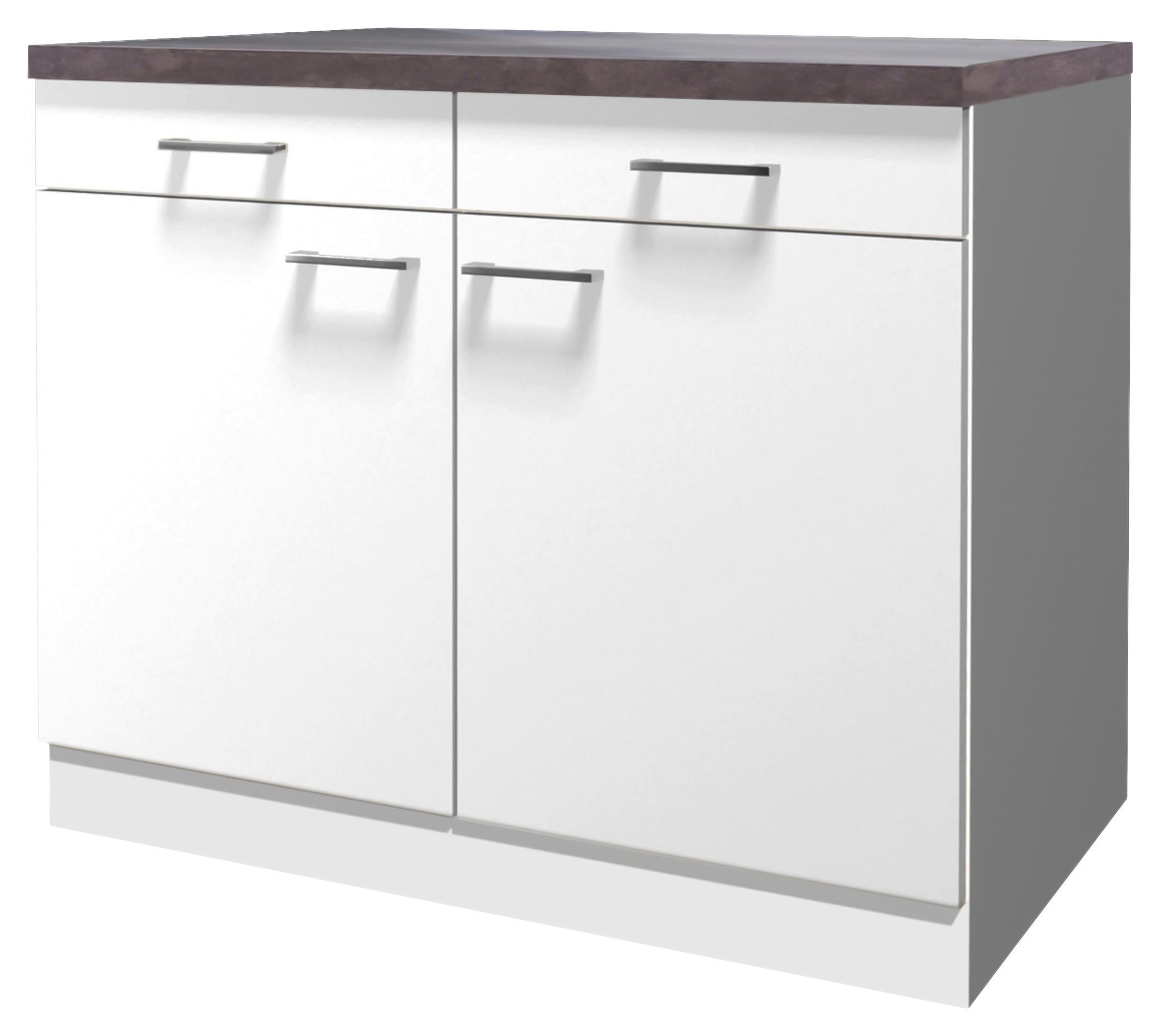 Kuhinjska Spodnja Omarica Lucca, Bela, Rjava - bela/barve aluminija, Konvencionalno, umetna masa/leseni material (100/85/57cm) - FlexWell