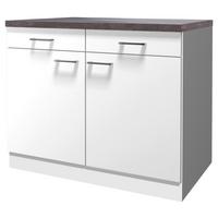 Kuhinjska Spodnja Omarica Lucca, Bela, Rjava - bela/barve aluminija, Konvencionalno, umetna masa/leseni material (100/85/57cm) - FlexWell