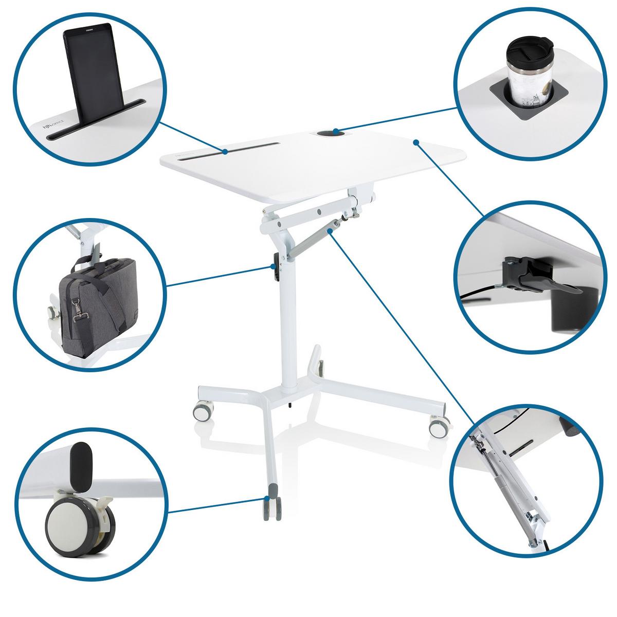 Dvižna Miza Stand Vm.su I, Bela - bela, Basics, kovina/umetna masa (77/73-105/57cm) - MID.YOU