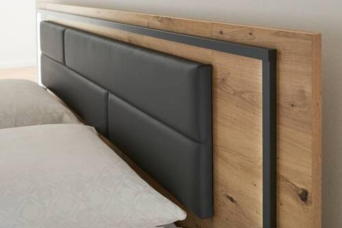 Bettanlage Bilbao Extra ca. 180x200 cm Grau/Eiche - Eichefarben/Grau, Design, Holzwerkstoff/Textil (180/200cm) - Rauch Möbel