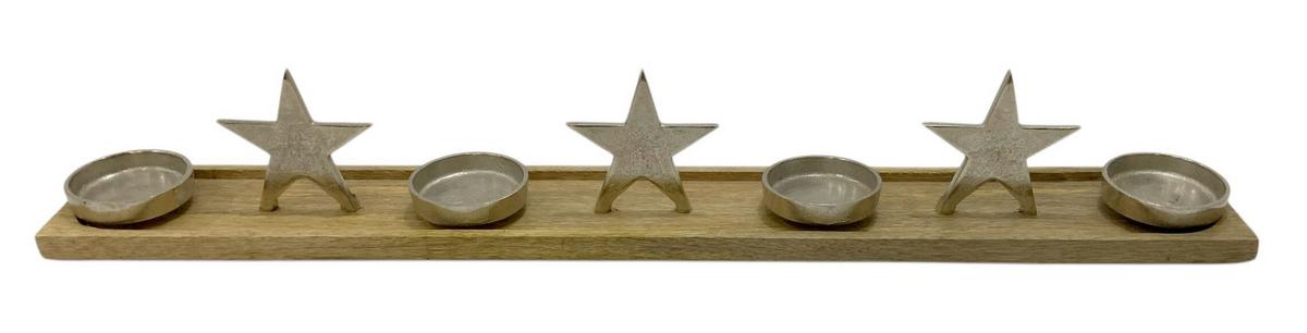 PODSTAWKA POD ŚWIECĘ ADWENTOWĄ MBXL02 - kolor srebrny/brązowy, Lifestyle, metal/drewno (76cm) - X-Mas