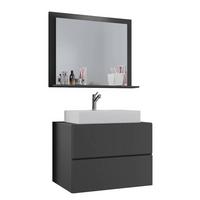 Badezimmer Lendas 3-tlg. ca. 80 cm Anthrazit - Anthrazit/Weiß, MODERN, Glas/Keramik (80cm) - MID.YOU