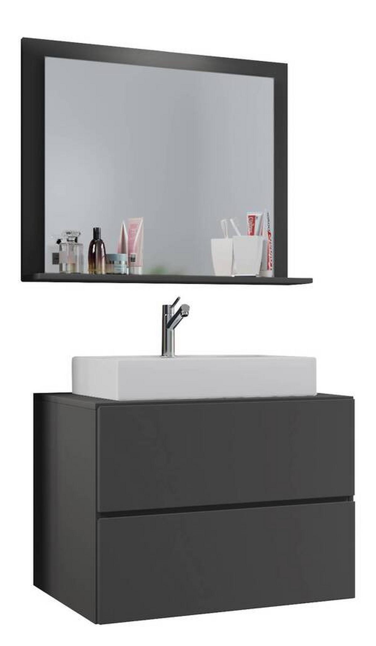 Badezimmer Lendas 3-tlg. ca. 80 cm Anthrazit - Anthrazit/Weiß, MODERN, Glas/Keramik (80cm) - MID.YOU
