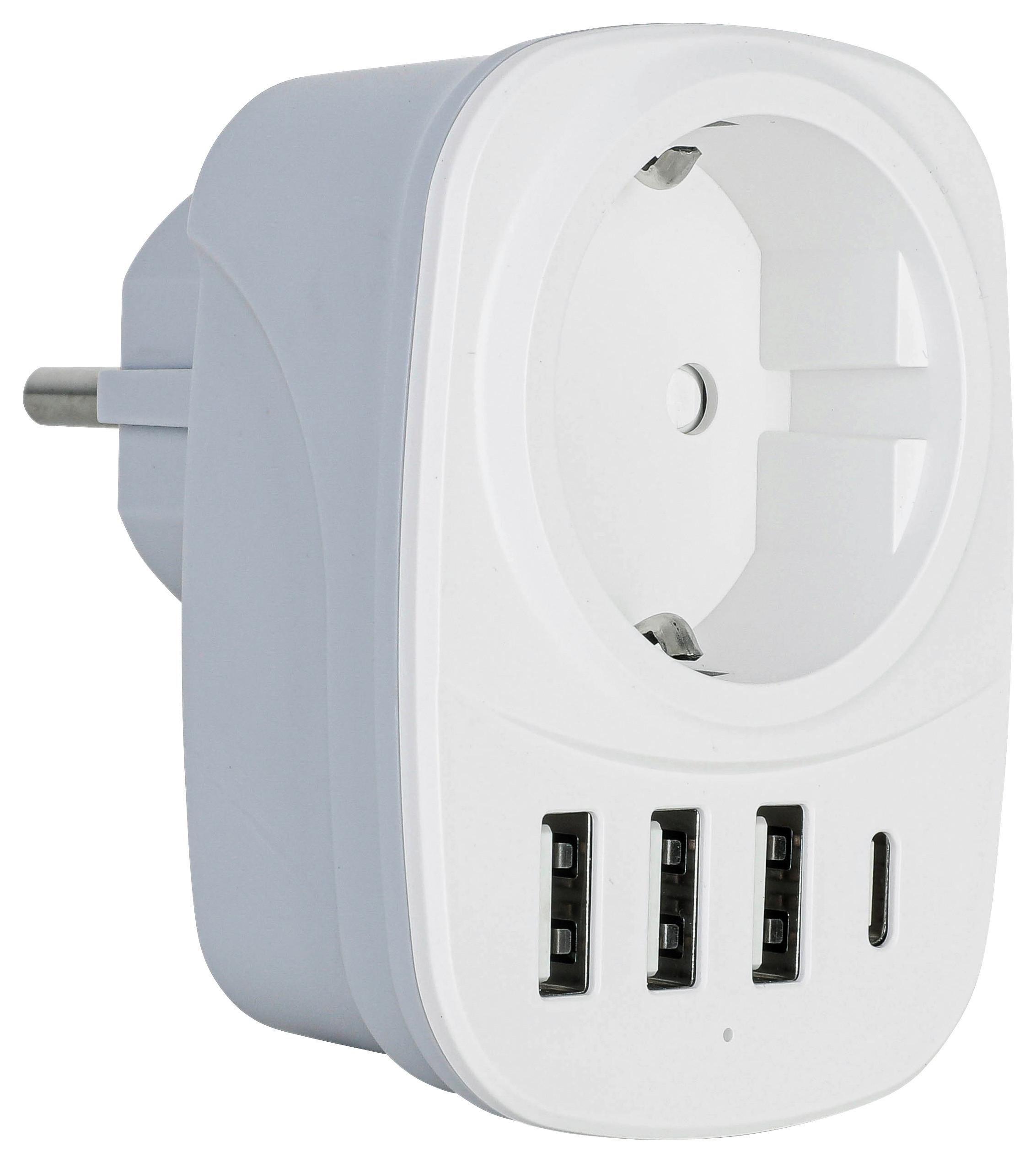 Multistecker Alro Weiß max. 2500 Watt - Weiß, KONVENTIONELL, Kunststoff/Metall (8/6/8cm) - Mömax