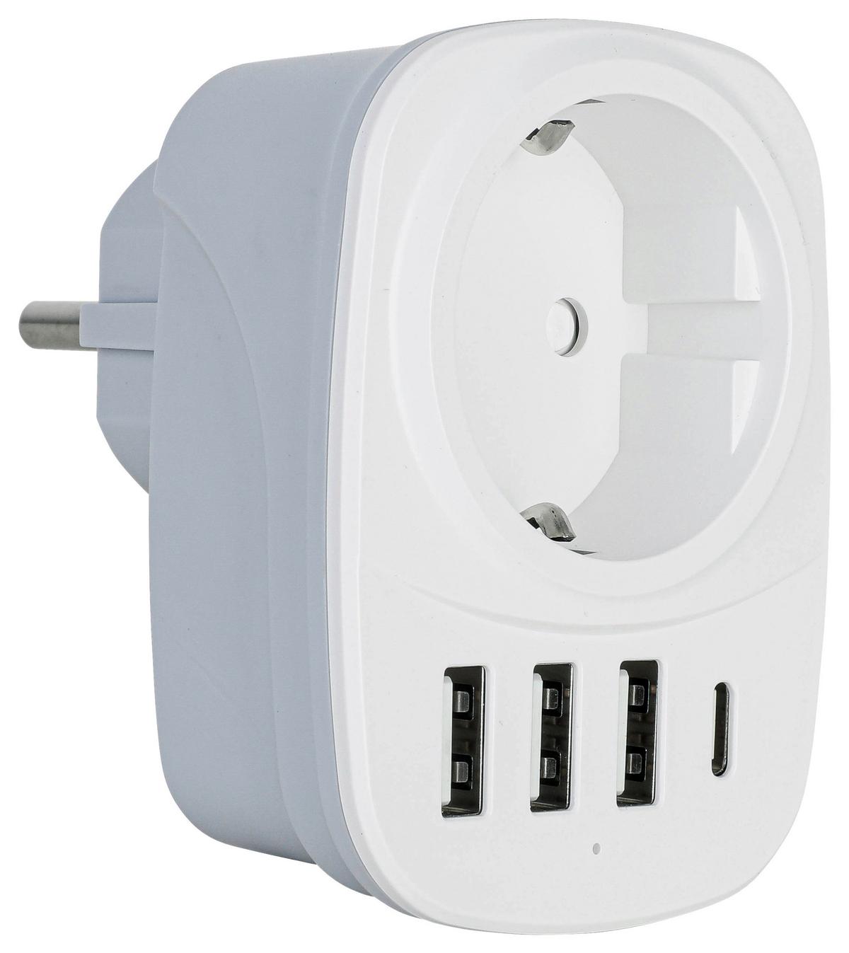 Multistecker Alro Weiß max. 2500 Watt - Weiß, KONVENTIONELL, Kunststoff/Metall (8/6/8cm) - Mömax