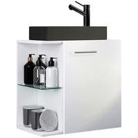 Kombiniran Umivalnik Hausa, Bela - srebrne barve/črna, Moderno, umetna masa/steklo (52cm) - MID.YOU