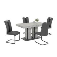 TISCHGRUPPE ROSE G - Anthrazit/Grau, MODERN, Holzwerkstoff/Textil (140 - 180/76/80cm) - MID.YOU