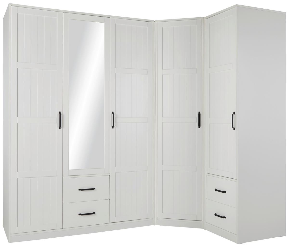 Drehtürenschrank aus Kiefer teilmassiv in Weiß - Schwarz/Weiß, ROMANTIK / LANDHAUS, Holz/Kunststoff (148/220/60cm) - Mömax