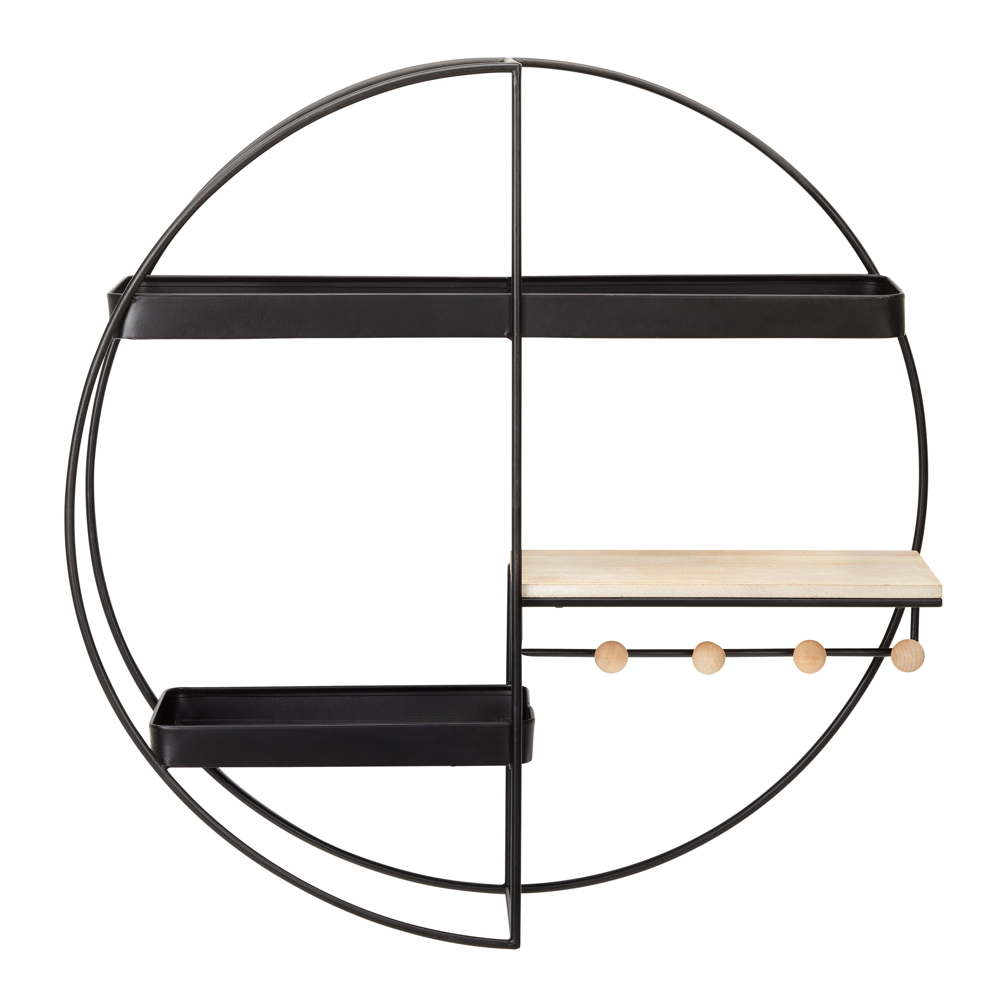 Regal "Lelia", natur/schwarz - Schwarz/Naturfarben, MODERN, Holz/Metall (60/60/16,5cm) - Bessagi Home