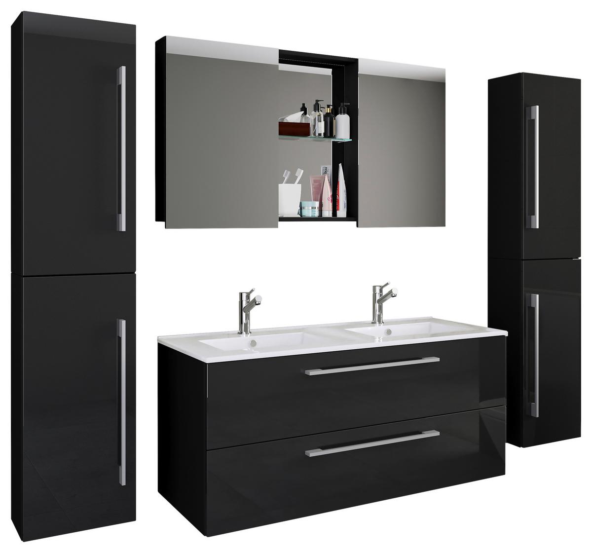 BADEZIMMER ca. 178 cm Schwarz - Schwarz/Alufarben, MODERN, Keramik/Holzwerkstoff (178cm) - MID.YOU