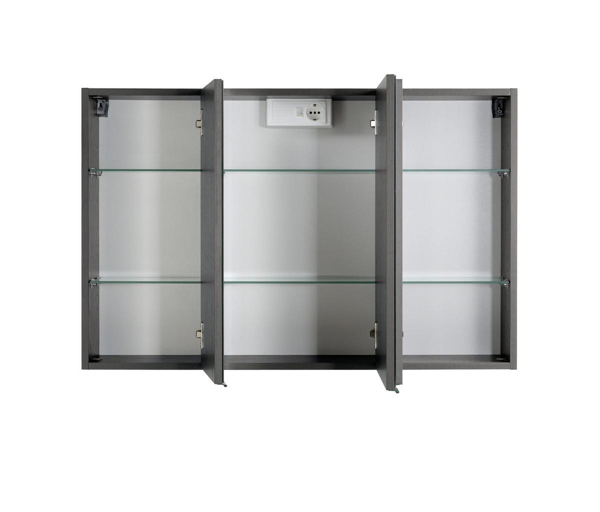 Spiegelschrank Cardiff 3-türig ca. 100x64 cm Graphitfarben - Chromfarben, KONVENTIONELL, Glas/Holzwerkstoff (100/64/20cm) - Held