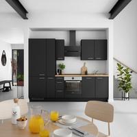 Küchenblock Touch High m. Geräten Schwarz - Edelstahlfarben/Eichefarben, MODERN, Holzwerkstoff/Metall (270cm) - Nobilia