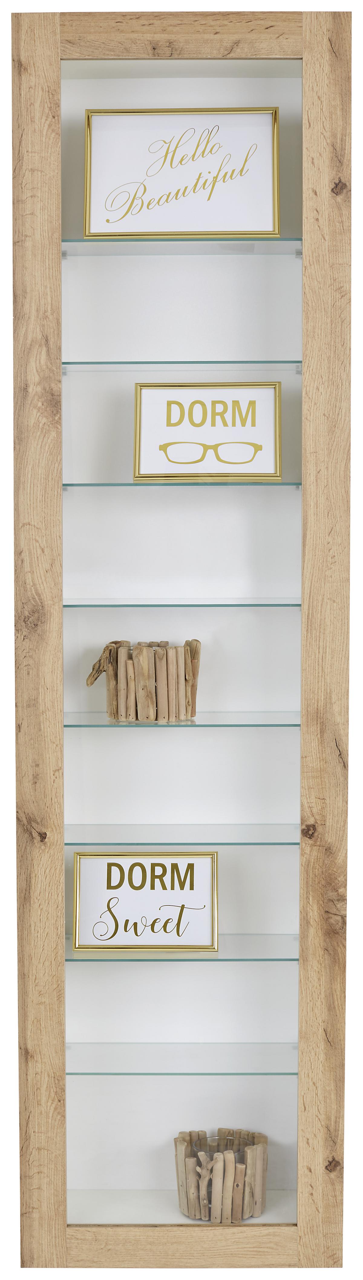 Falivitrin Tölgy-fehér Szín Boni - tölgyfa színű/fehér, Modern, faalapú anyag/Üveg (42/168,5/17cm)