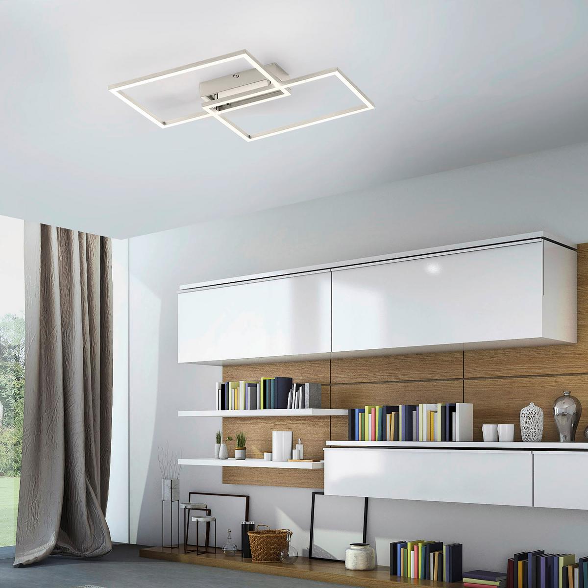 LED-Deckenleuchte Iven max. 35 Watt - Nickelfarben, Design, Kunststoff/Metall (50,4/42/7cm)