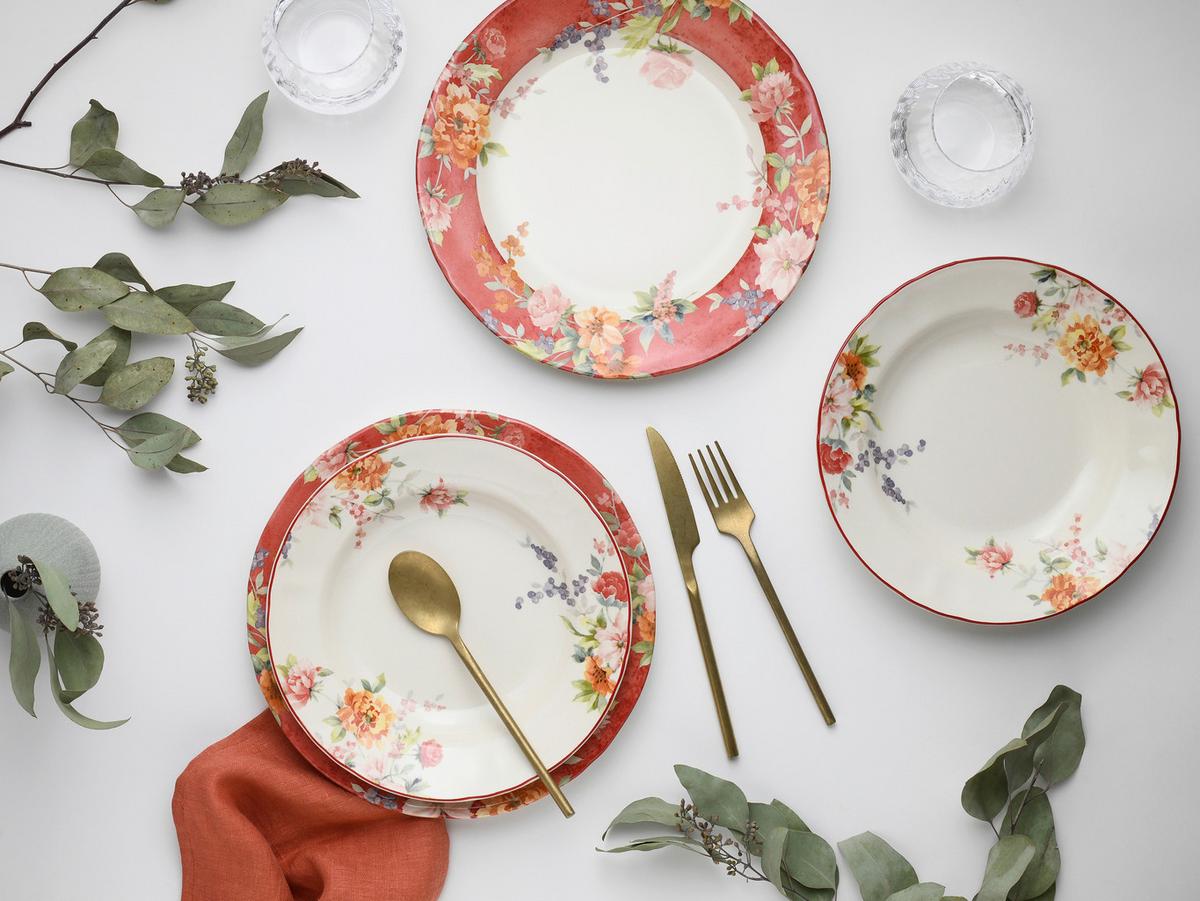 Jedilni Servis Crimson Bunt, 12-Delni - večbarvno, Basics, keramika