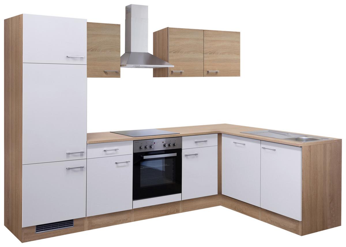 Kotna Kuhinja Z Aparati Samoa, Bela, Barva Hrasta - bela/barve aluminija, Moderno, umetna masa/leseni material (280/170cm) - FlexWell