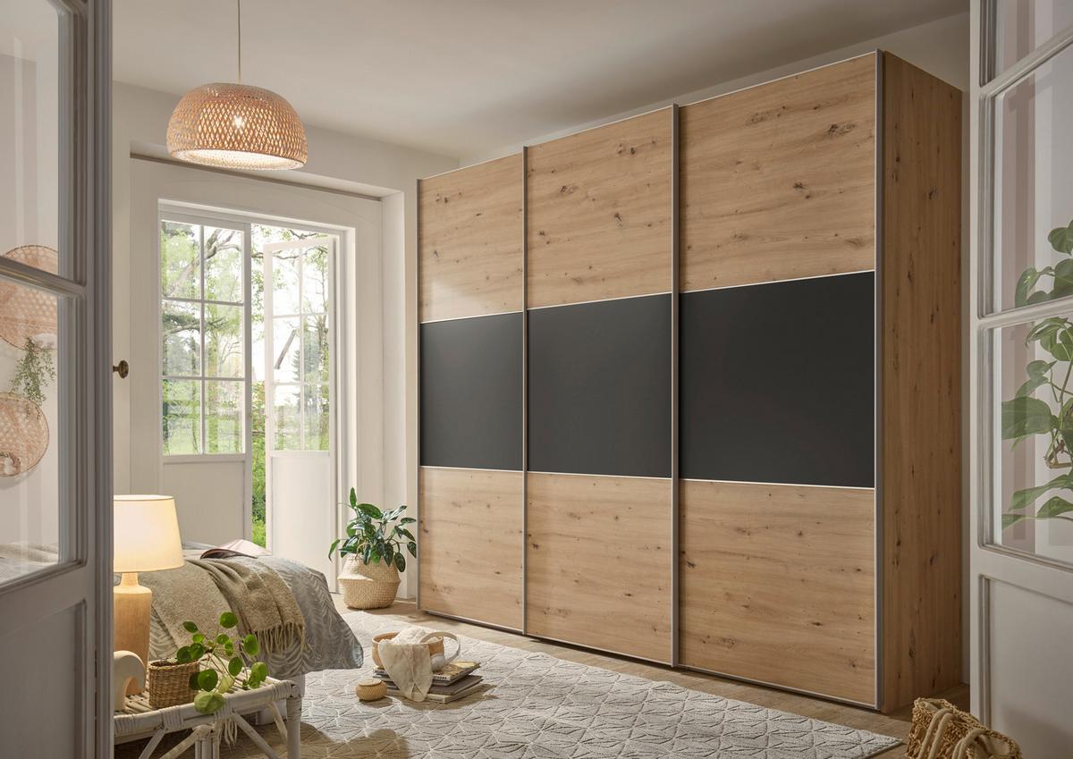 Ormar S Kliznim Vratima Includo - hrast Artisan/antracit, Design (336/222/68cm) - Premium Living