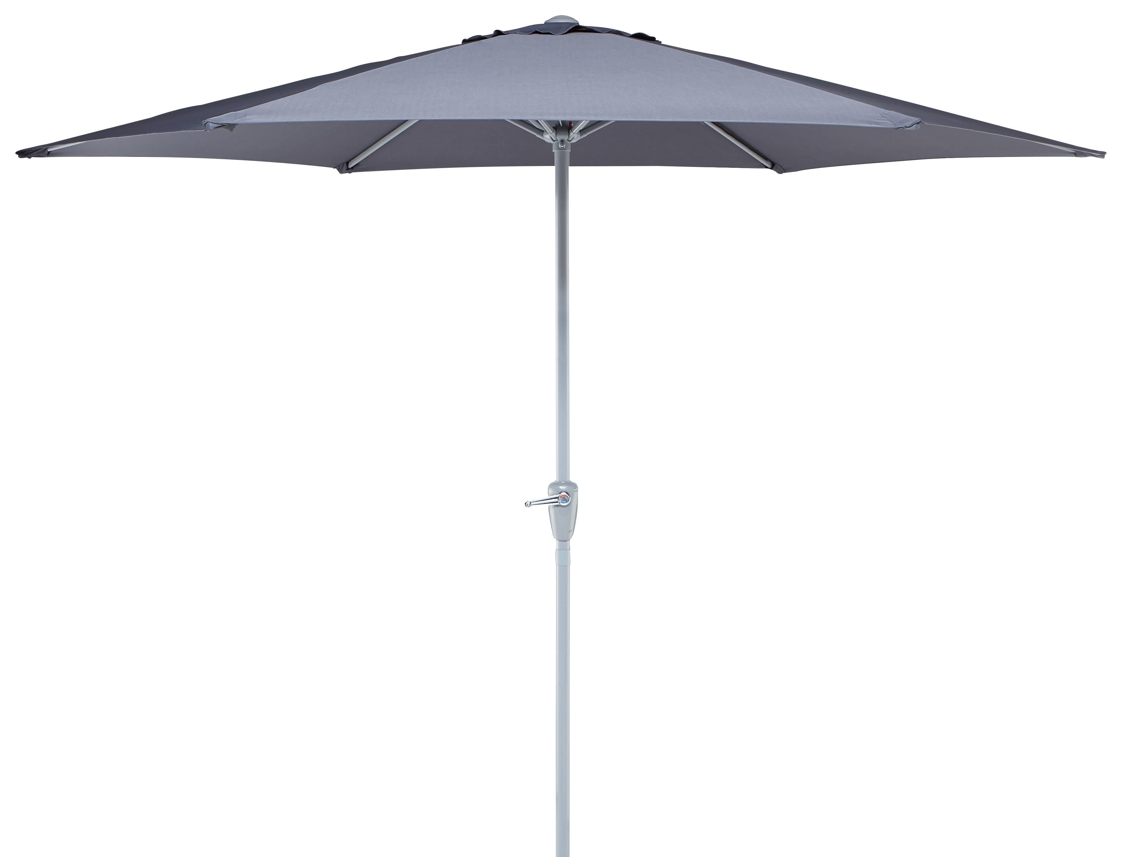 Sonnenschirm Akane Anthrazit aus Textil/Metall - Anthrazit/Silberfarben, Kunststoff/Textil (270/245cm) - Mömax