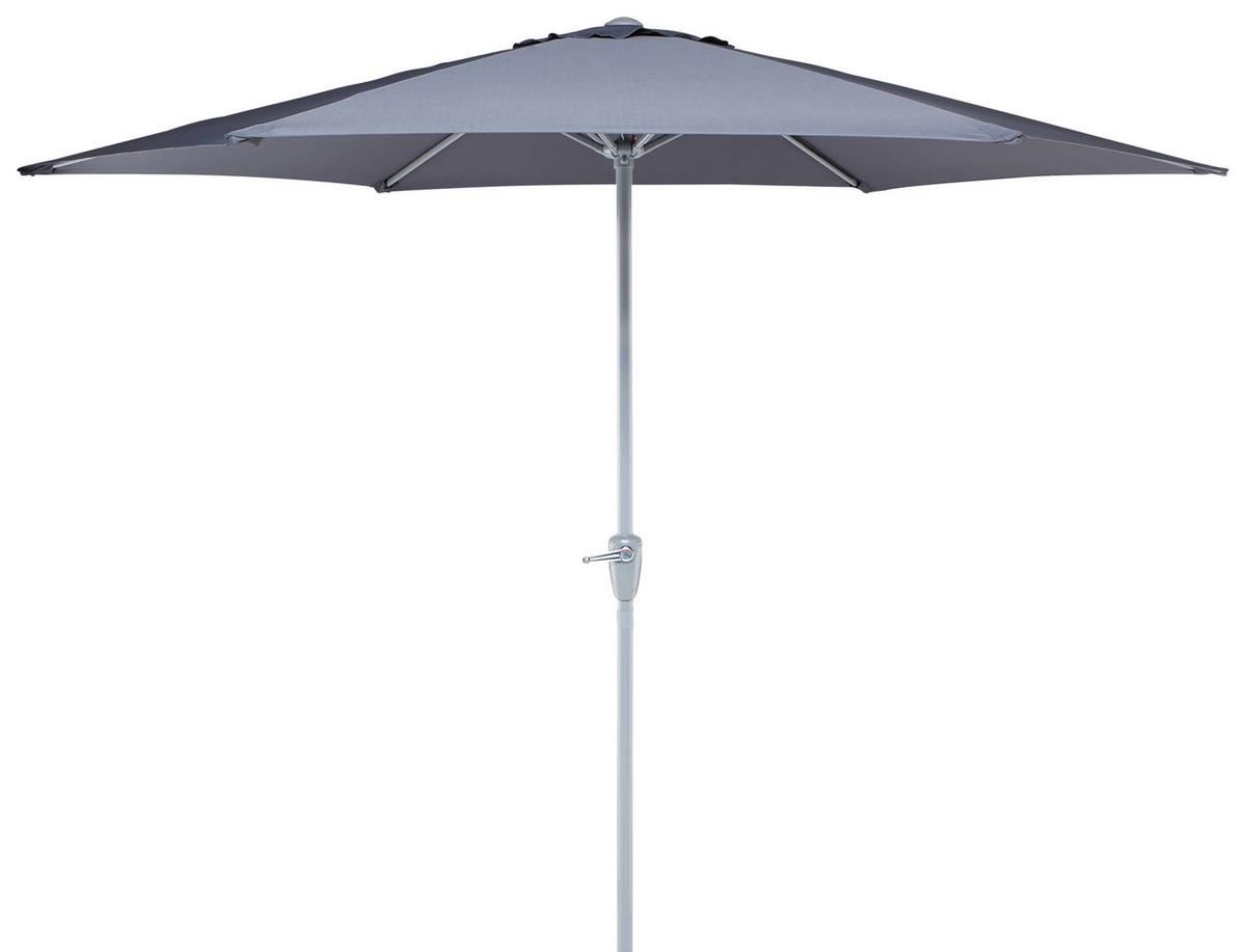 Sonnenschirm Akane Anthrazit aus Textil/Metall - Anthrazit/Silberfarben, Kunststoff/Textil (270/245cm) - Mömax