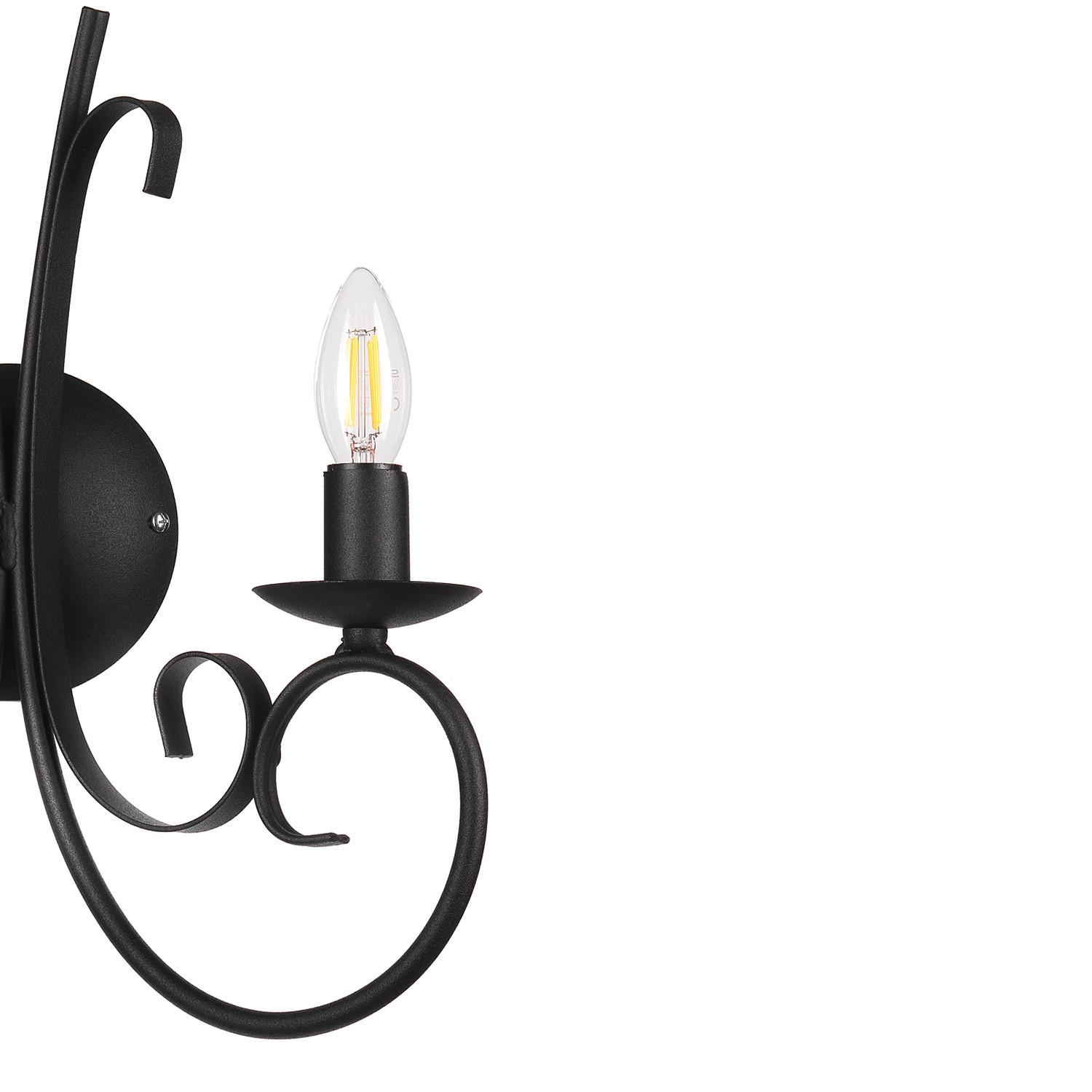 Wandleuchte Pompei Schwarz max. 6 Watt - Schwarz, KONVENTIONELL, Metall (35/38cm)