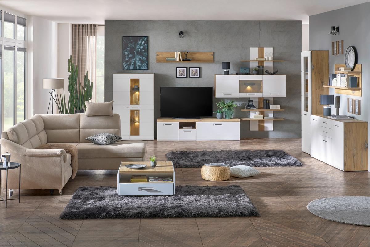 Tv-element Auris, Bela, Barva Hrasta - bela, Moderno, umetna masa/leseni material (190/50/50cm) - Mömax