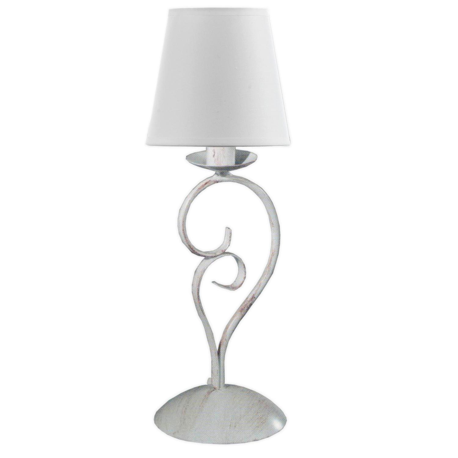 Nachttischleuchte Pompei Weiß max. 6 Watt - Weiß, KONVENTIONELL, Textil/Metall (15/50cm)
