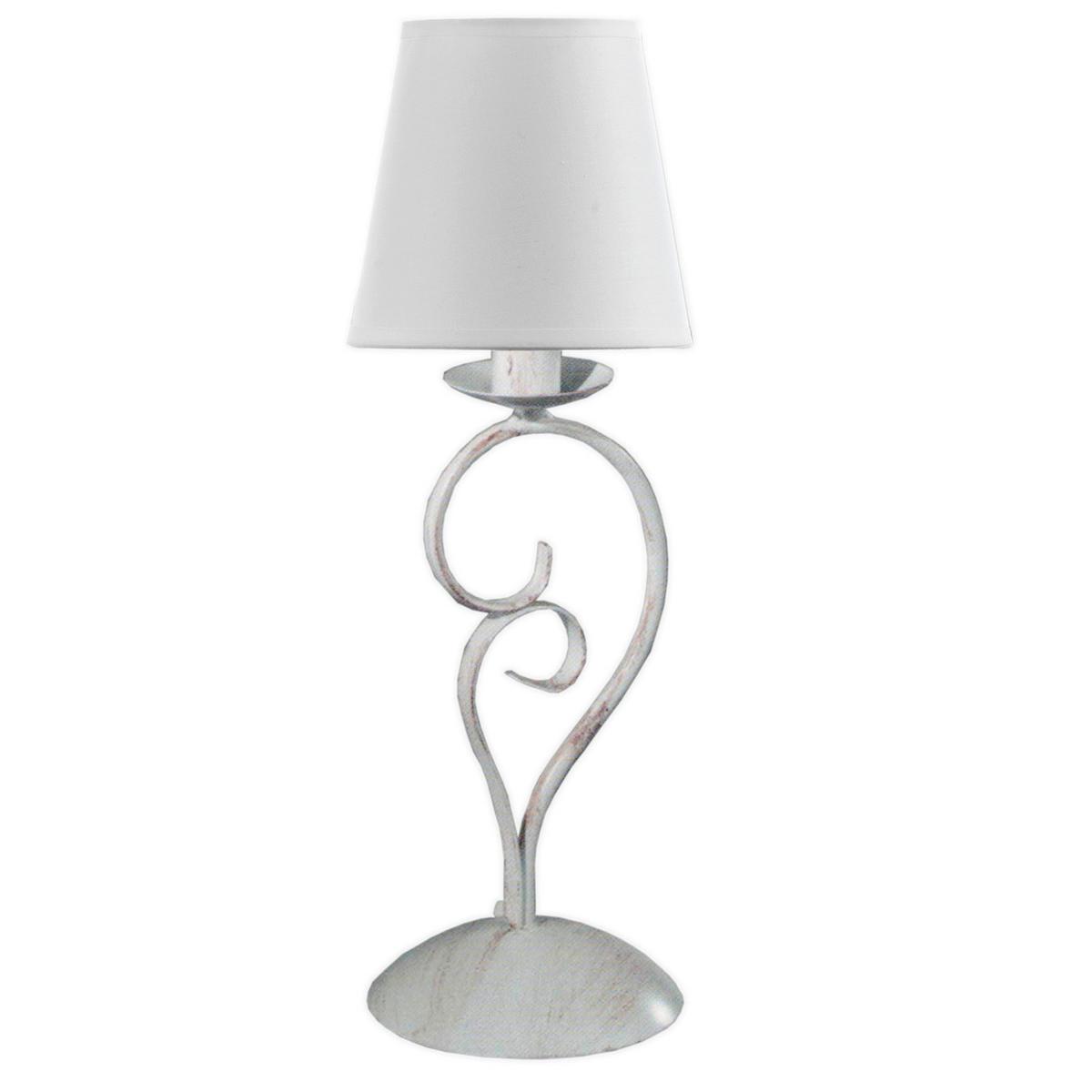 Nachttischleuchte Pompei Weiß max. 6 Watt - Weiß, KONVENTIONELL, Textil/Metall (15/50cm)