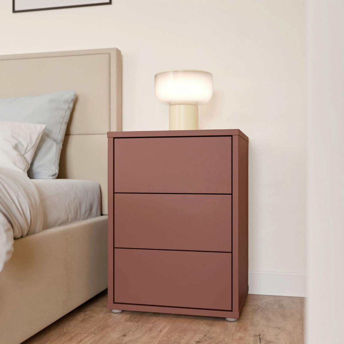 Nočna Omarica Alice, Terakota - srebrne barve/terakota, Trend, umetna masa/leseni material (50/69/42cm) - Carryhome