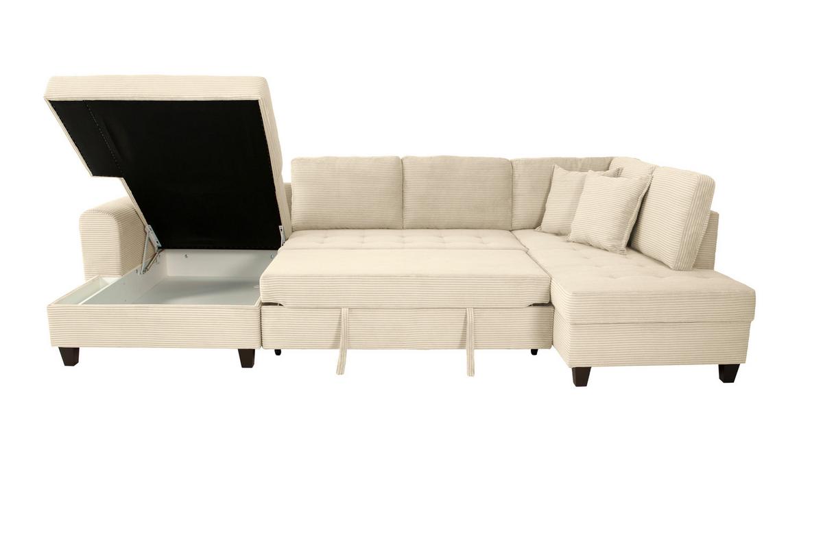 Kutna Garnitura Moritz - krem, Trend, tekstil (155/324/178cm)