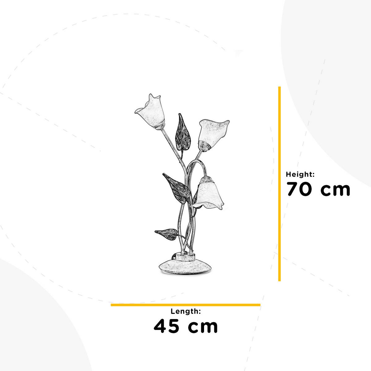 Tischleuchte Vanda Weiß max. 6 Watt - Beige/Weiß, Natur, Glas/Metall (45/70cm)