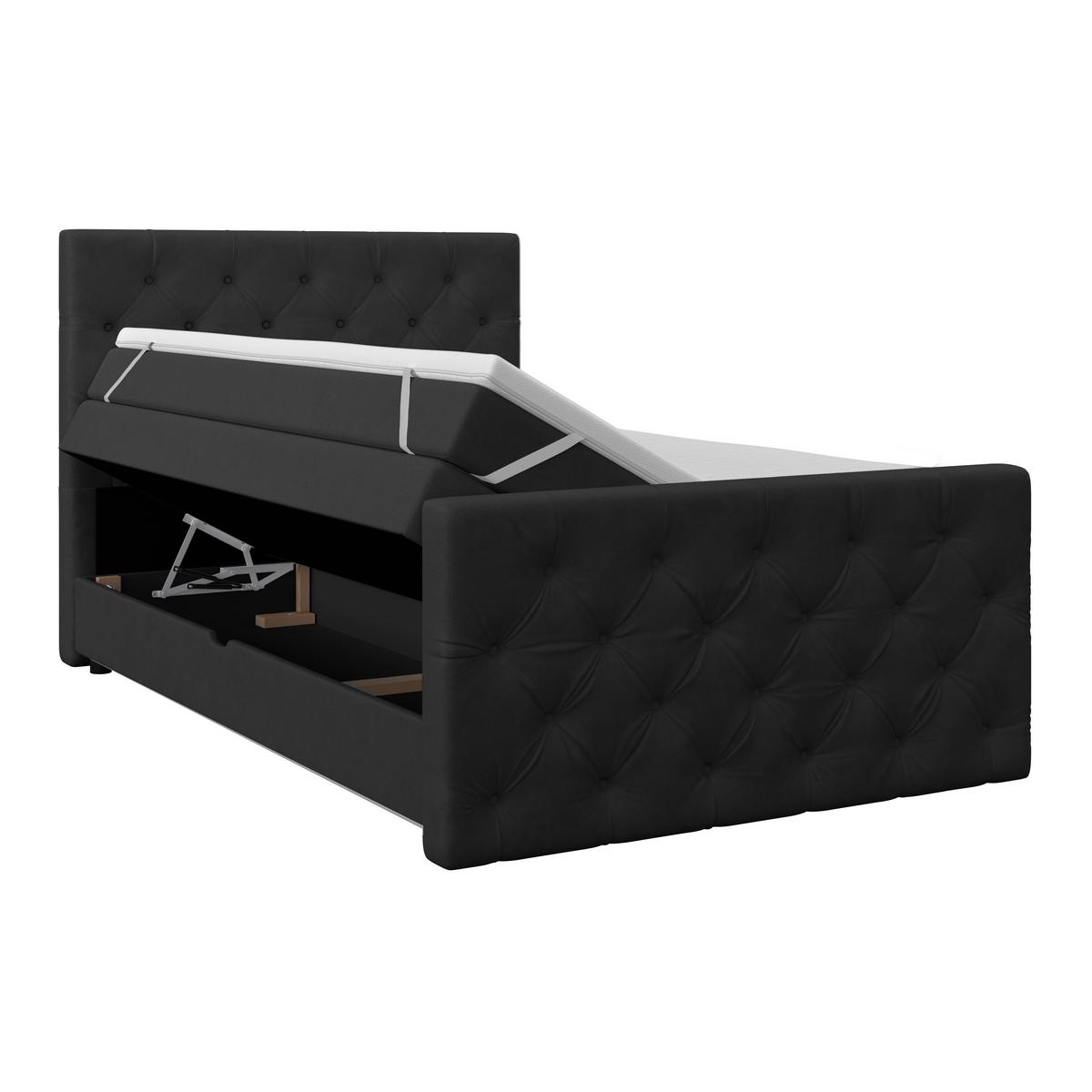 Boxspring Krevet Elio - bež/crna, Romantično / ladanjski, tekstil/plastika (140/200cm) - Modern Living