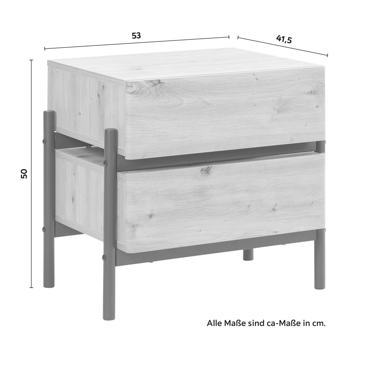 Nachtkästchen Jasmina Schwarz/Eichefarben MDF - Eichefarben/Schwarz, MODERN, Holz/Metall (53/50/41,5cm) - Bessagi Home