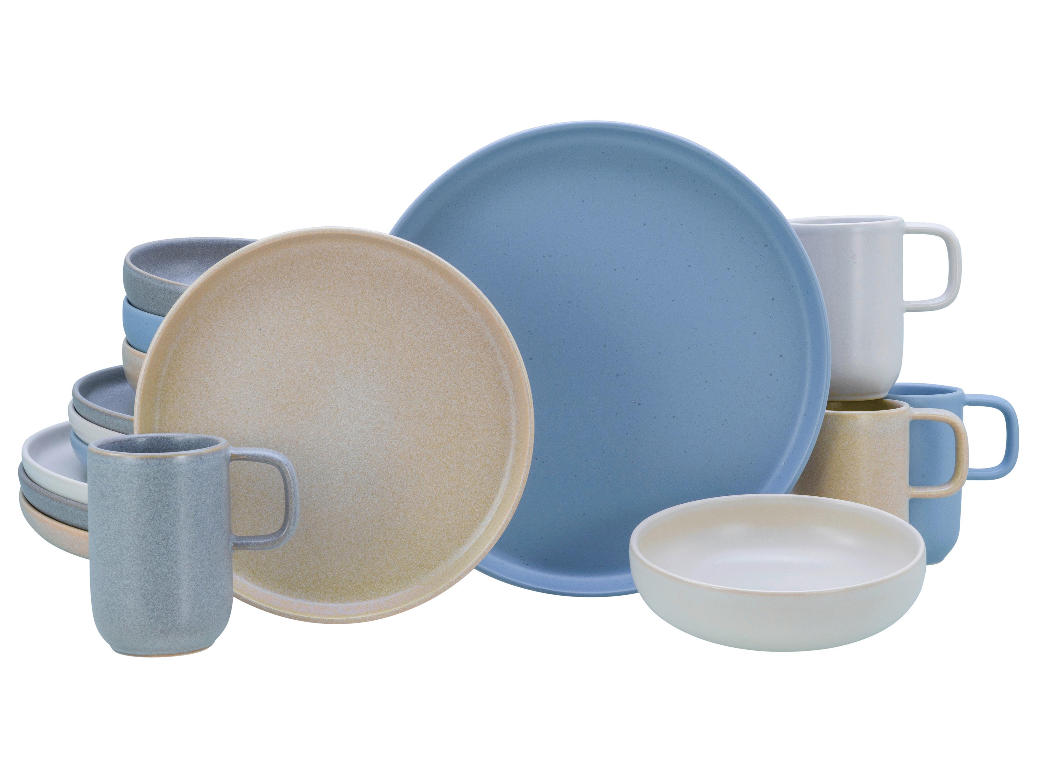 Kombinirani Servis Uno Nordic, 16-Delni - svetlo modra/siva, Basics, keramika - Creatable