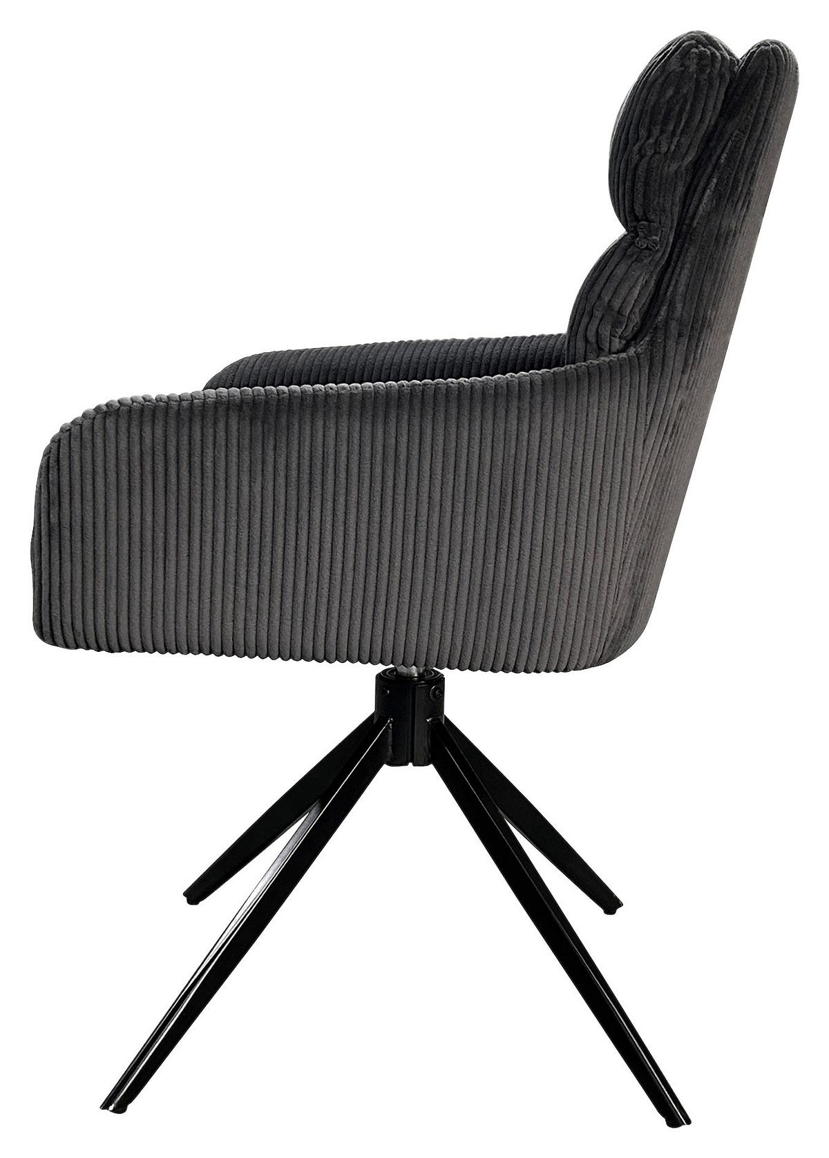 Armlehnstuhl-Set Pura 2er-Set Dunkelgrau - Dunkelgrau/Schwarz, Design, Textil/Metall (58/88/64cm) - MID.YOU