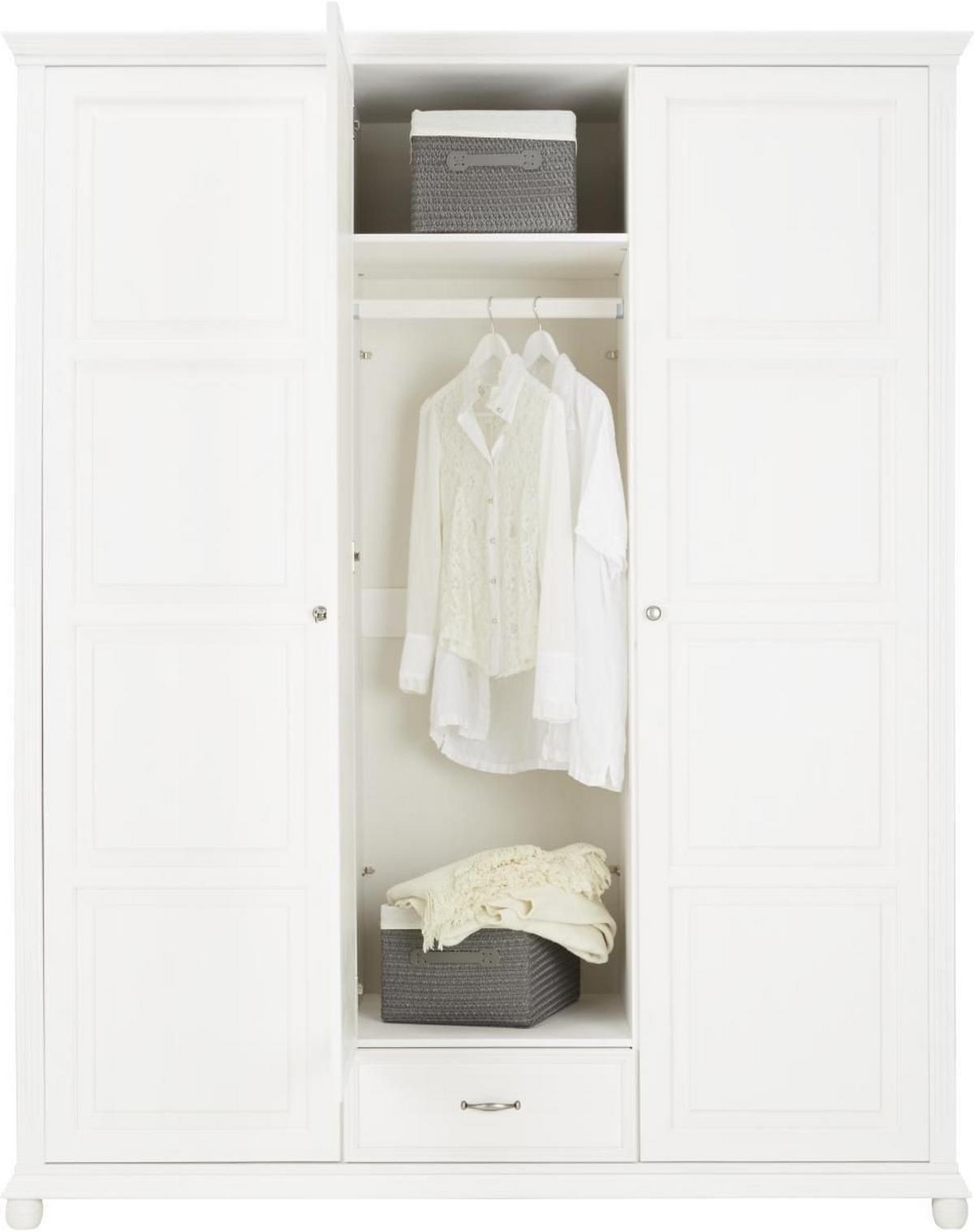 Drehtürenschrank in Weiss mit Spiegel - Weiss, Romantik / Landhaus, Holz/Metall (178,5/221/64,5cm) - Zandiara