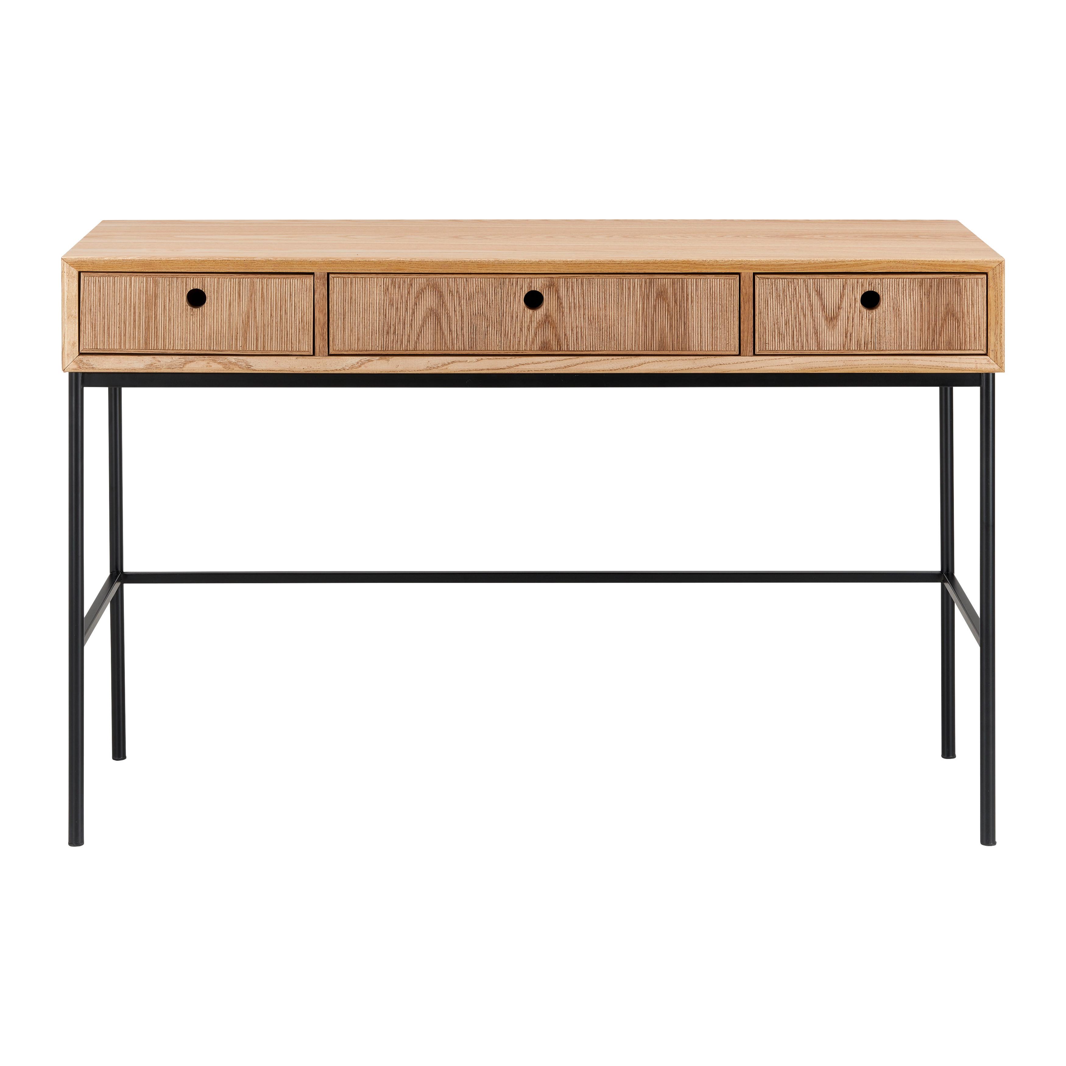 Konsolentisch Holz "Milano", ca. 120x40 cm, Esche - Eschefarben, MODERN, Holz/Metall (120/40/77cm) - Bessagi Home