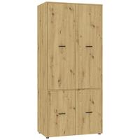 Kleiderschrank Kivo Eiche Artisan - Schwarz/Eiche Artisan, Basics, Holzwerkstoff/Kunststoff (90/199,6/52,1cm) - Based