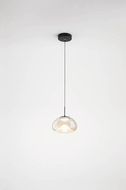 LAMPA ZWIESZANA LED 3755-41-365 BRENA 1FLG COGNAC - czarny/koniak, Design, metal/szkło (22/200cm) - Fabas Luce