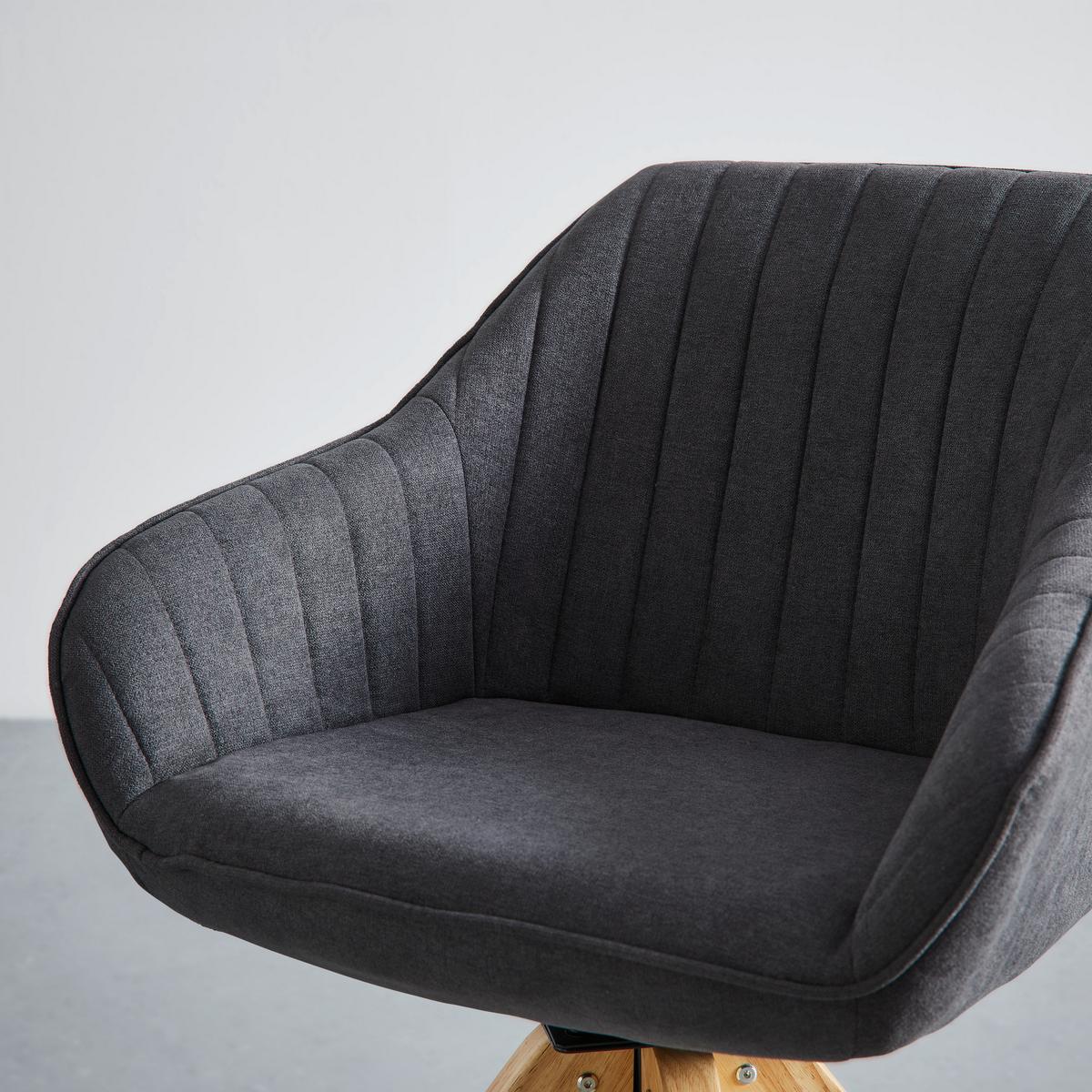 Armlehnstuhl Leonie Grau Webstoff Drehbar Gepolstert - Eichefarben/Grau, MODERN, Holz/Textil (60/84/61cm) - Bessagi Home