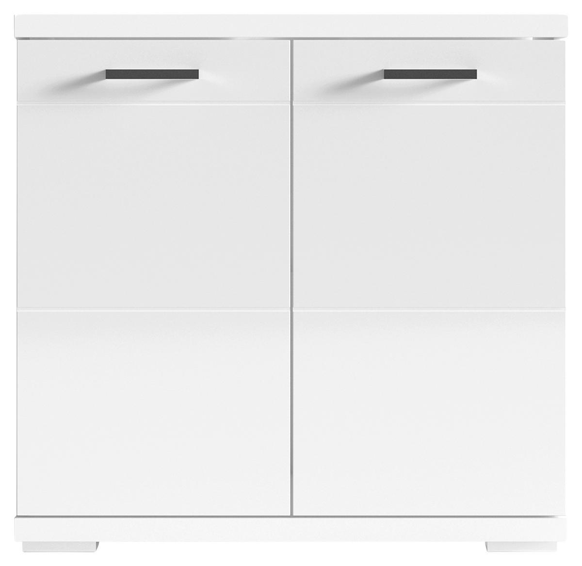 Waschbeckenunterschrank Nebraska B: 60 cm Weiß - Chromfarben/Weiß Hochglanz, MODERN, Holzwerkstoff/Kunststoff (60/59/31,5cm) - MID.YOU
