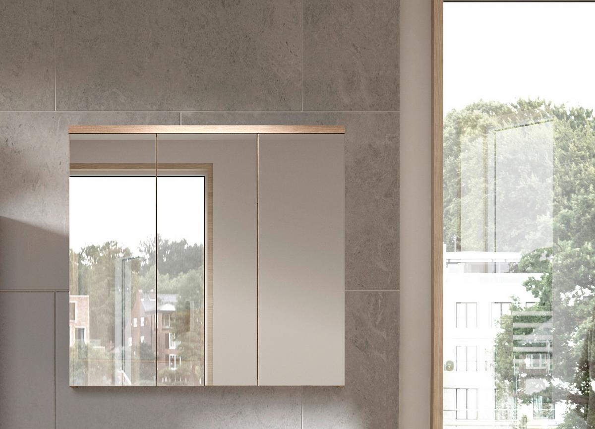 Badezimmer Grado 4-tlg. ca. 138 cm Eiche/Grau - Dunkelgrau/Weiß Hochglanz, MODERN, Glas/Keramik (138cm) - MID.YOU