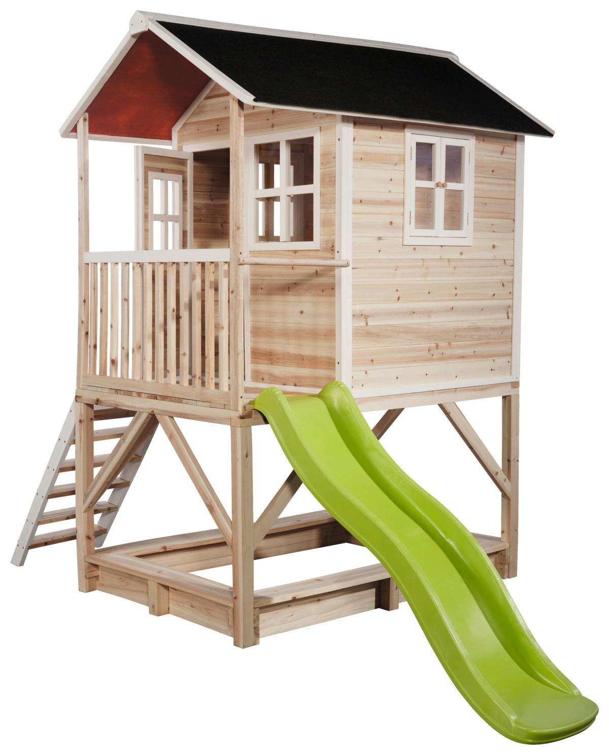 Spielturm Exit Loft Naturfarben - Limette/Naturfarben, KONVENTIONELL, Holz (329/190/253cm) - EXIT Toys