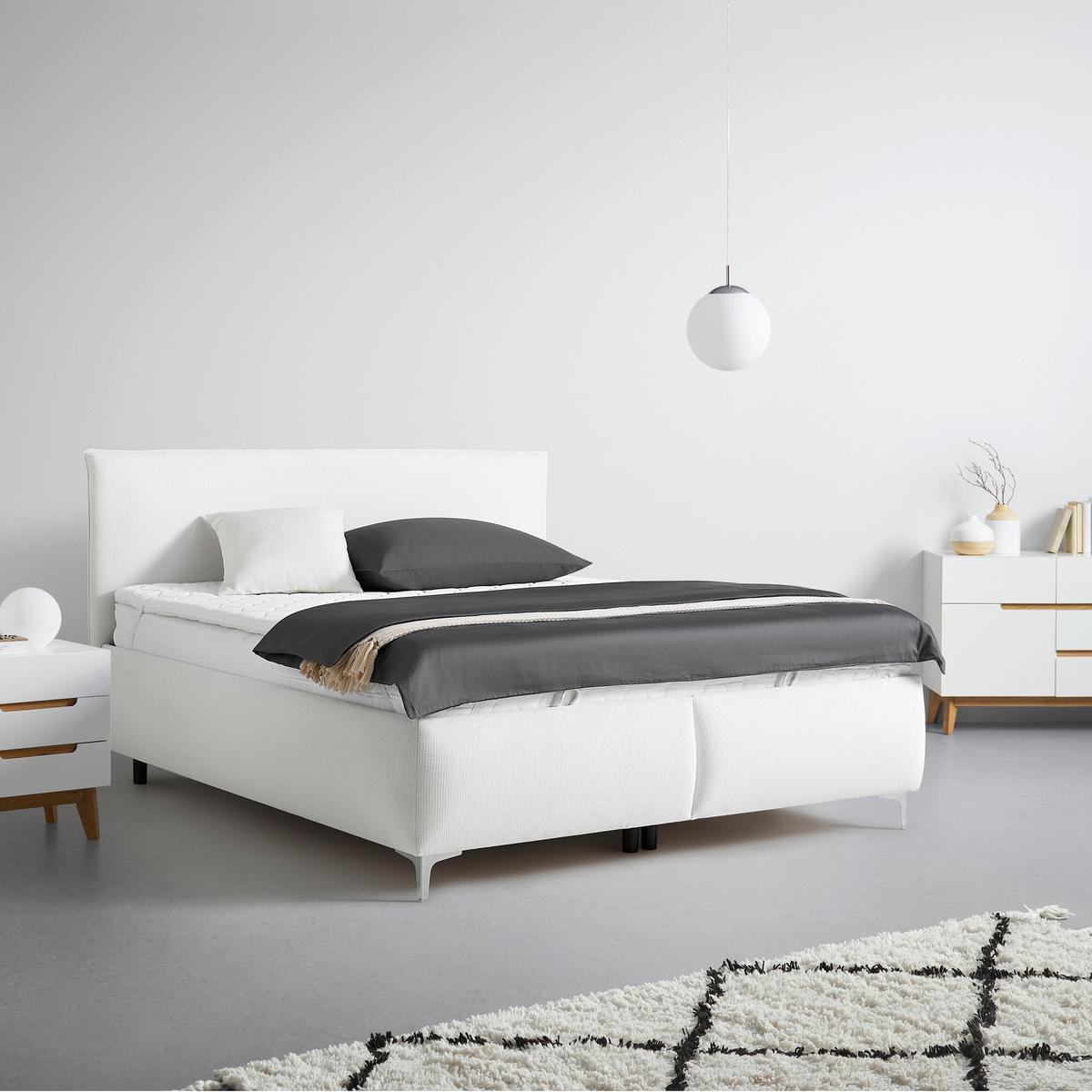 Polsterbett Inez Weiss ca. 160x200cm - Weiss/Silberfarben, Konventionell, Holz/Holzwerkstoff (160/200cm) - Premium Living