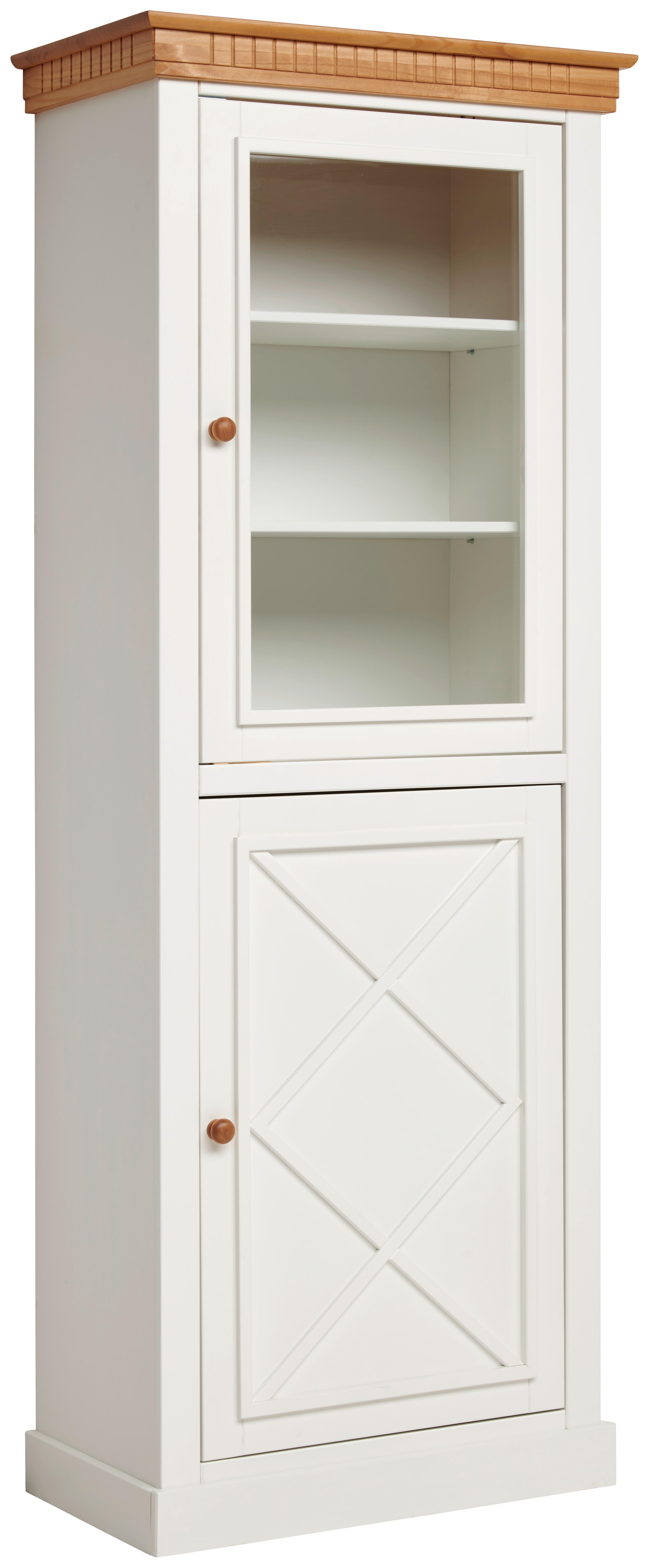 WITRYNA KLAUS - kolor naturalny/biały, Romantik / Landhaus, drewno/szkło (79/207/44cm) - MID.YOU