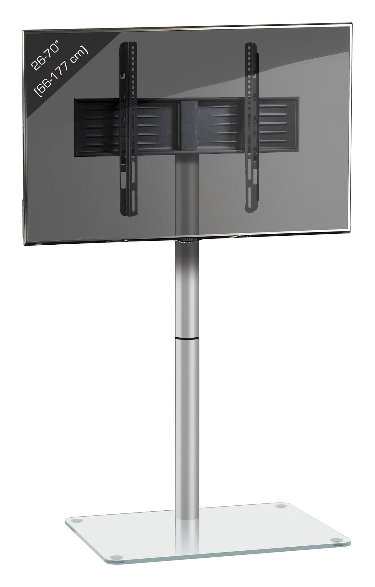 Stojalo Za Tv Alani - barve aluminija/prozorno, Basics, kovina/steklo (60/100/45cm) - MID.YOU
