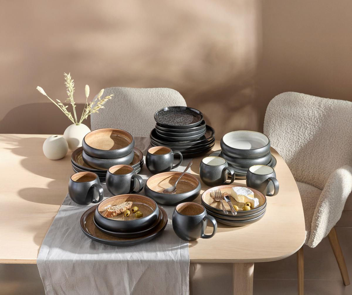 SERWIS OBIADOWO-ŚNIADANIOWY FARO SAND - kolor piaskowy, Design, ceramika - Novel